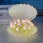 Elegant Shell Tulip Lamp with Flower Light and Magic Cube Design