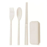 Eco-Friendly Wheat Straw Foldable Cutlery Set with Box