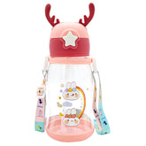 Cute Cartoon Animal Water Bottle with Straw for Kids & Travel