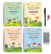 Magic Practice Copybook Set for Kids with Reusable Tracing Pages and Soft Pen Cover