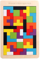 Colorful Wooden Tetris Jigsaw Puzzle for Brain Teasers & STEM Learning