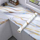 White Blue Marble Foil - Elegant Decorative Wrap (Ta-061)