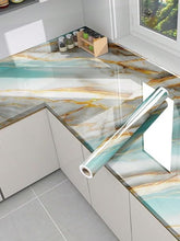 Sky Blue & Gold Marble Foil (TA-052) - Elegant Blue & Gold Design