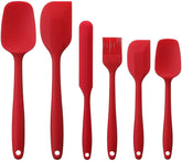 6-Piece Red Silicone Kitchen Spatula Set for Baking and Cooking