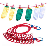 Multi-Color Travel & Home Stretchable Clothesline with 12 Clips
