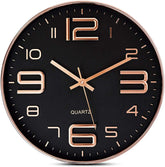 Modern Black Copper Wall Clock with Silent Sweep Movement