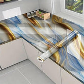 Blue & Golden Marble Foil - Elegant Decorative Wrap (Ta-055)