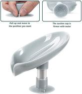 Leaf-Shape Suction Cup Self-Draining Soap Holder - 1 Pc