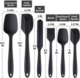 6-Piece Black Silicone Kitchen Spatula Set with Stainless Steel Core