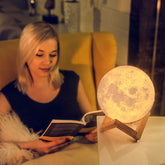 Rechargeable 3D Moon Lamp with Touch Control and Wooden Stand