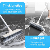 White 2-in-1 Bathroom & Floor Cleaning Brush with Wiper and Long Handle