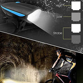 Rechargeable 3-Mode Bike Light with Horn Waterproof LED Front Light