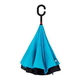 Reverse Windproof C-Shaped Handle Umbrella with Double Layer Design