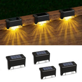 4 Pack Solar Step Lights – Waterproof LED Fence & Garden Lights, Warm Yellow, Black