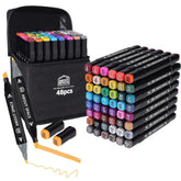 48-Color Dual Tip Marker Set for Drawing, Calligraphy & Art
