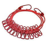 Multi-Functional Portable Clothesline with 12 Clips & Hooks – Indoor & Outdoor Windproof Drying Rope