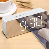 Digital LED Mirror Alarm Clock with Snooze, Dimmer & Battery Backup for Bedroom & Travel
