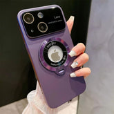 Purple iPhone 15 Case with Magnetic Stand & Camera Protection