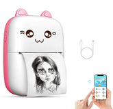 Portable Bluetooth Thermal Printer – Ink-Free, Rechargeable, for Android & iOS (Blue/Pink)