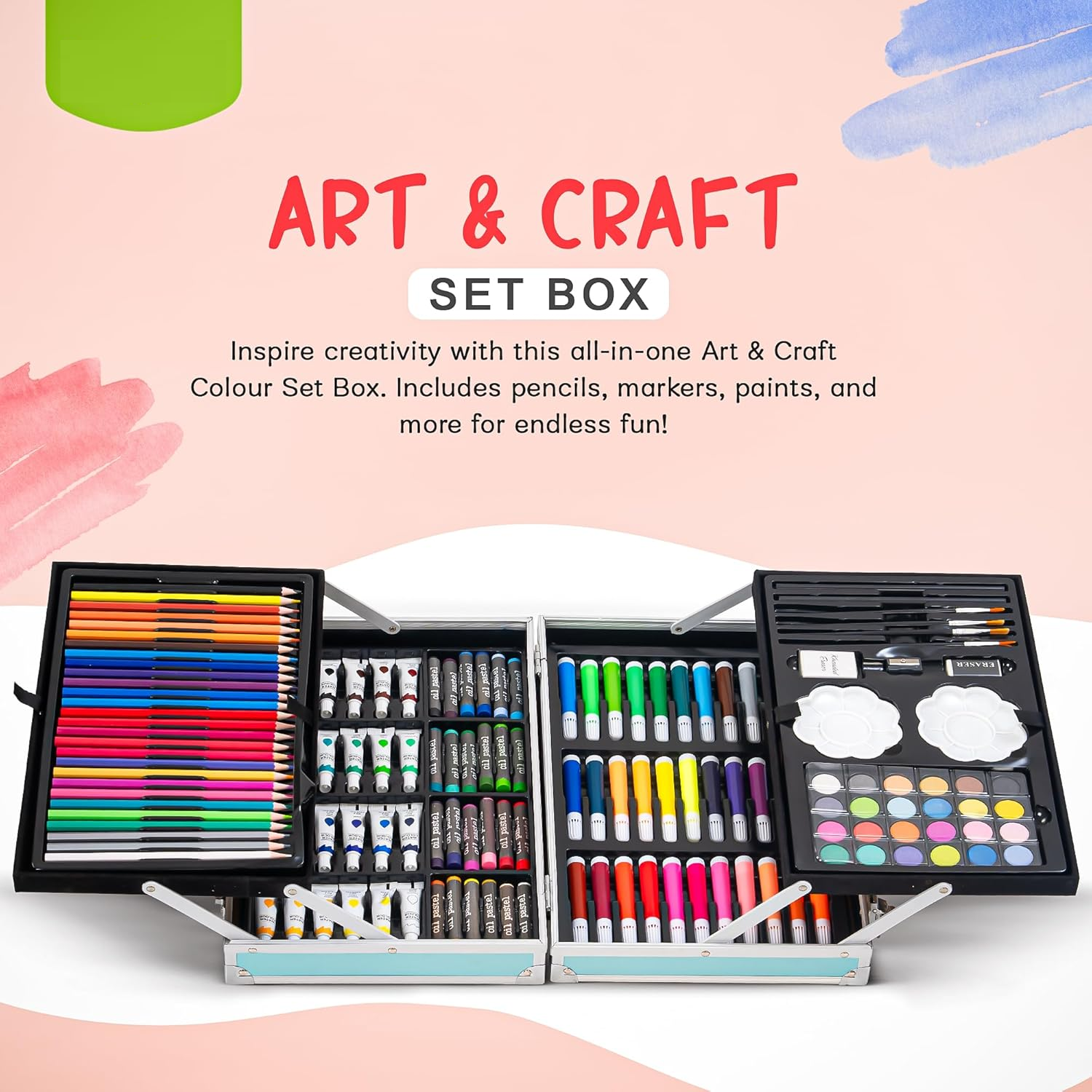 145-Piece Big Color Suitcase Art Set for Creative Kids