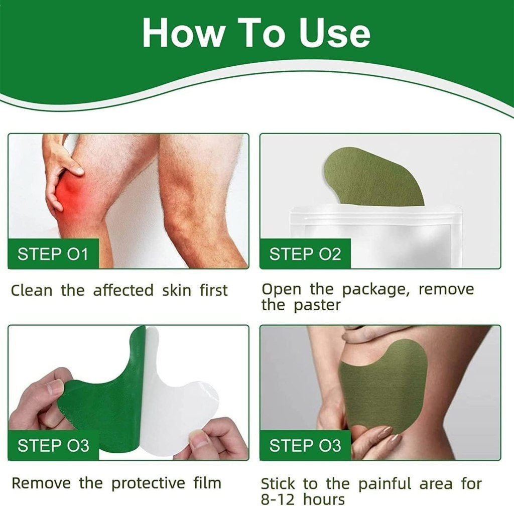 Herbal Knee & Pain Relief Patches – 10 Pack for Knee, Back, Neck & Shoulder