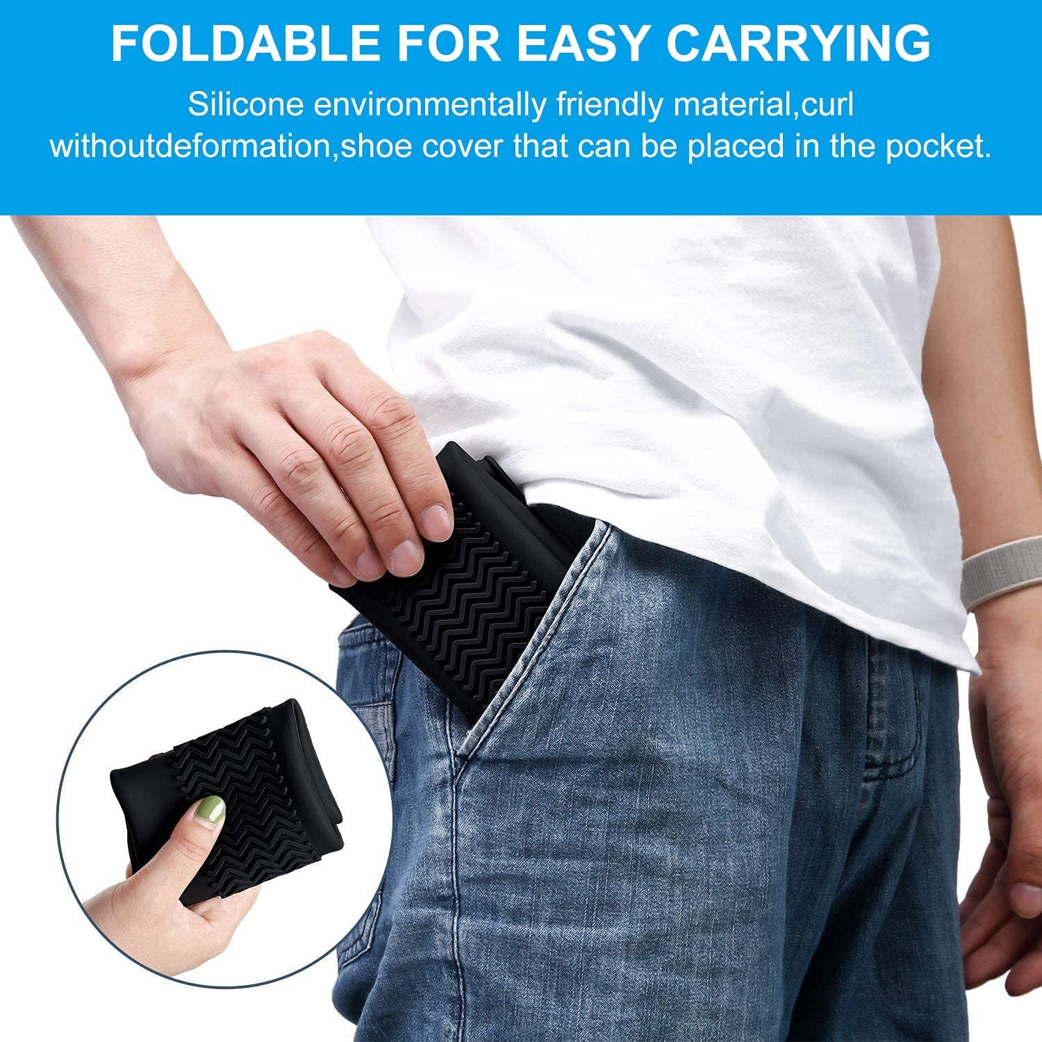 Stretchable Silicone Rain Shoe Cover (L Size) Reusable Waterproof Overshoe