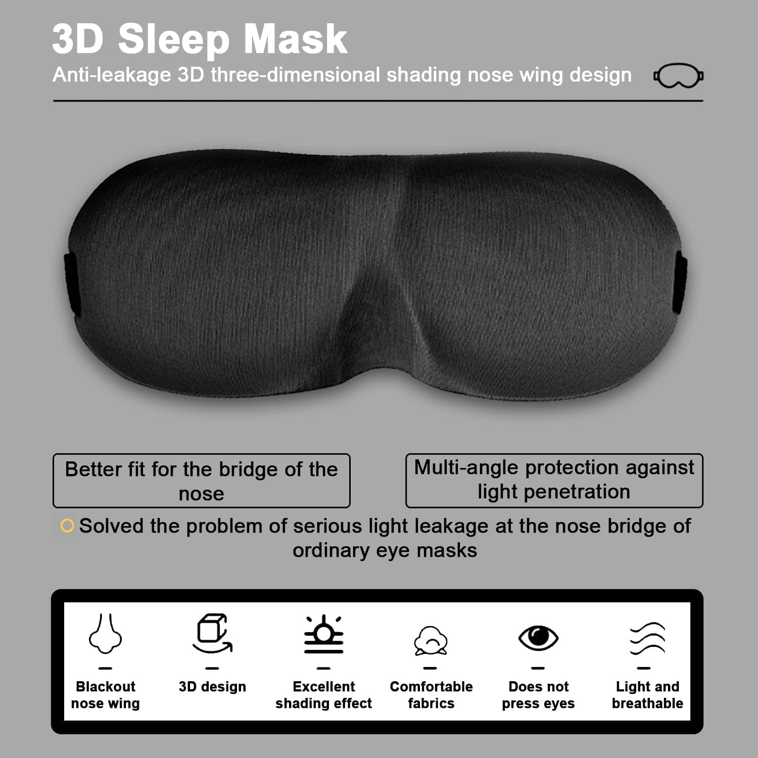 Black Eye Mask 3D Sleep Mask & Black Head Band for Rest
