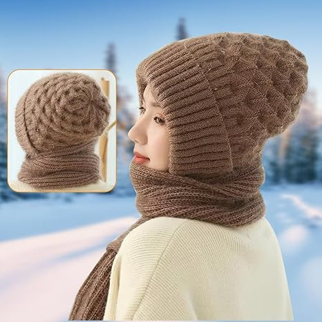 Winter Warm Scarf & Cap Set with Ear Protection