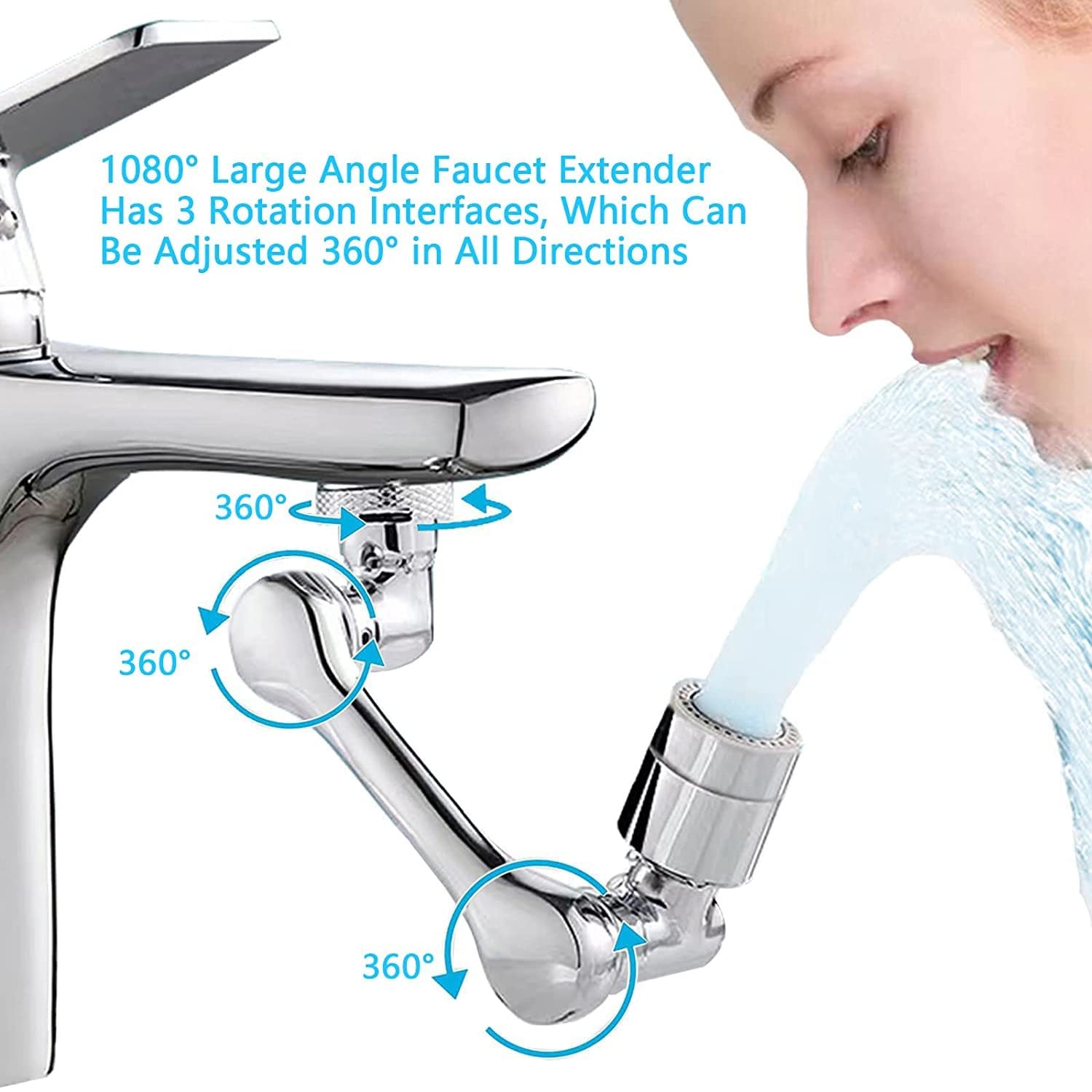 1080° Rotating Faucet Extender with Dual Water Modes for Kitchen & Bathroom