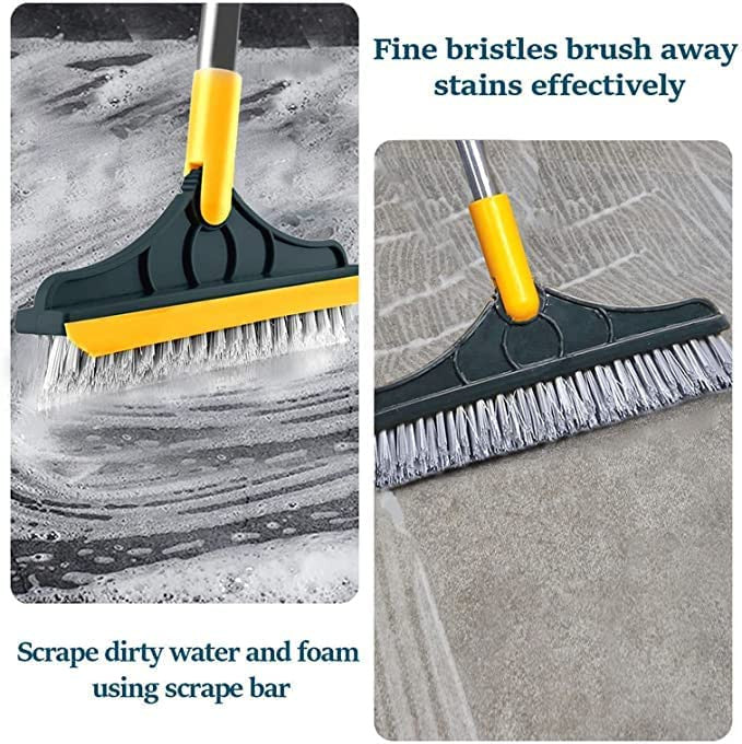 2-in-1 Tile Cleaning Brush with Scraper and Squeegee