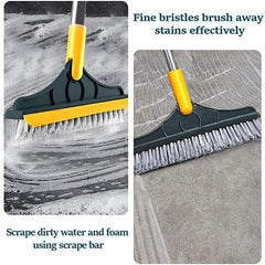 2-in-1 Tile Cleaning Brush with Scraper and Squeegee