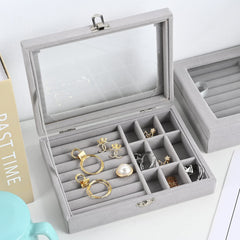 Elegant Velvet Lockable Jewelry Box for Travel and Home Storage