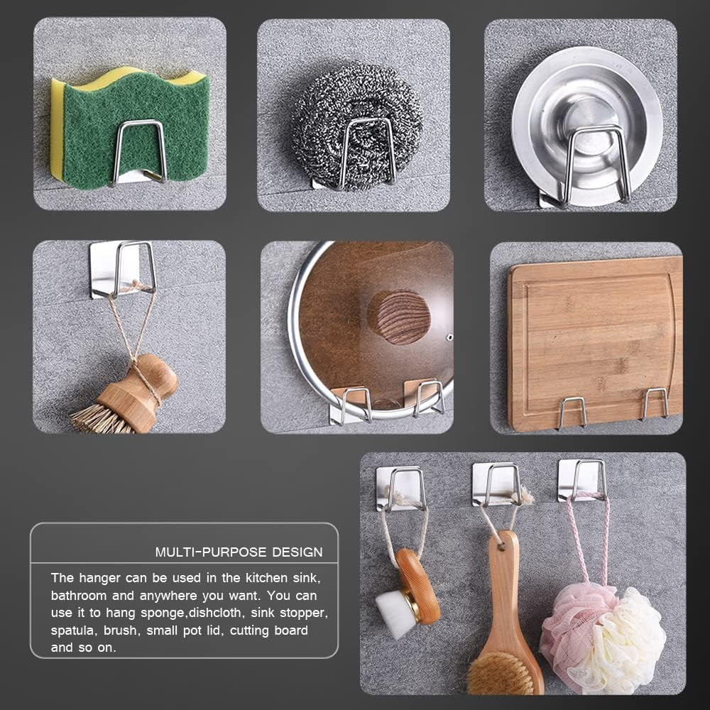Waterproof Stainless Steel Sink Sponge Holder with Adhesive Mount