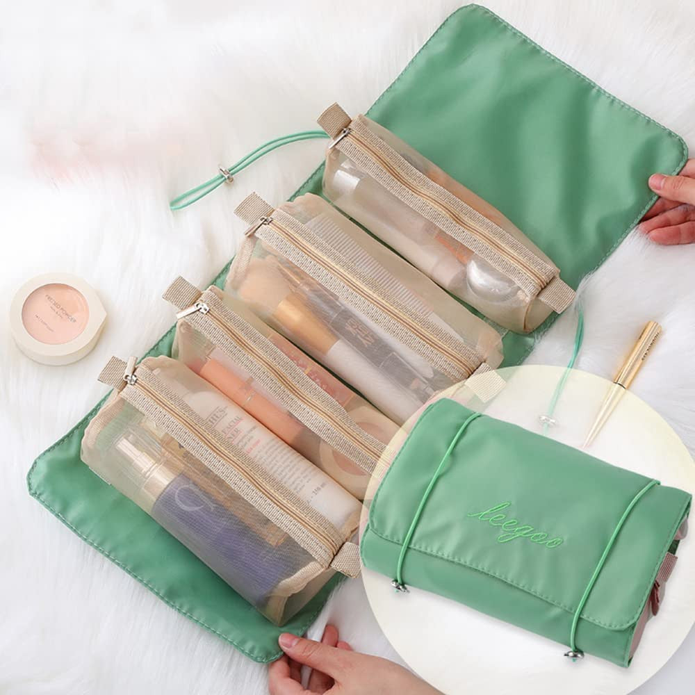 4-in-1 Foldable Travel Toiletry Bag with Detachable Cosmetic Organizer