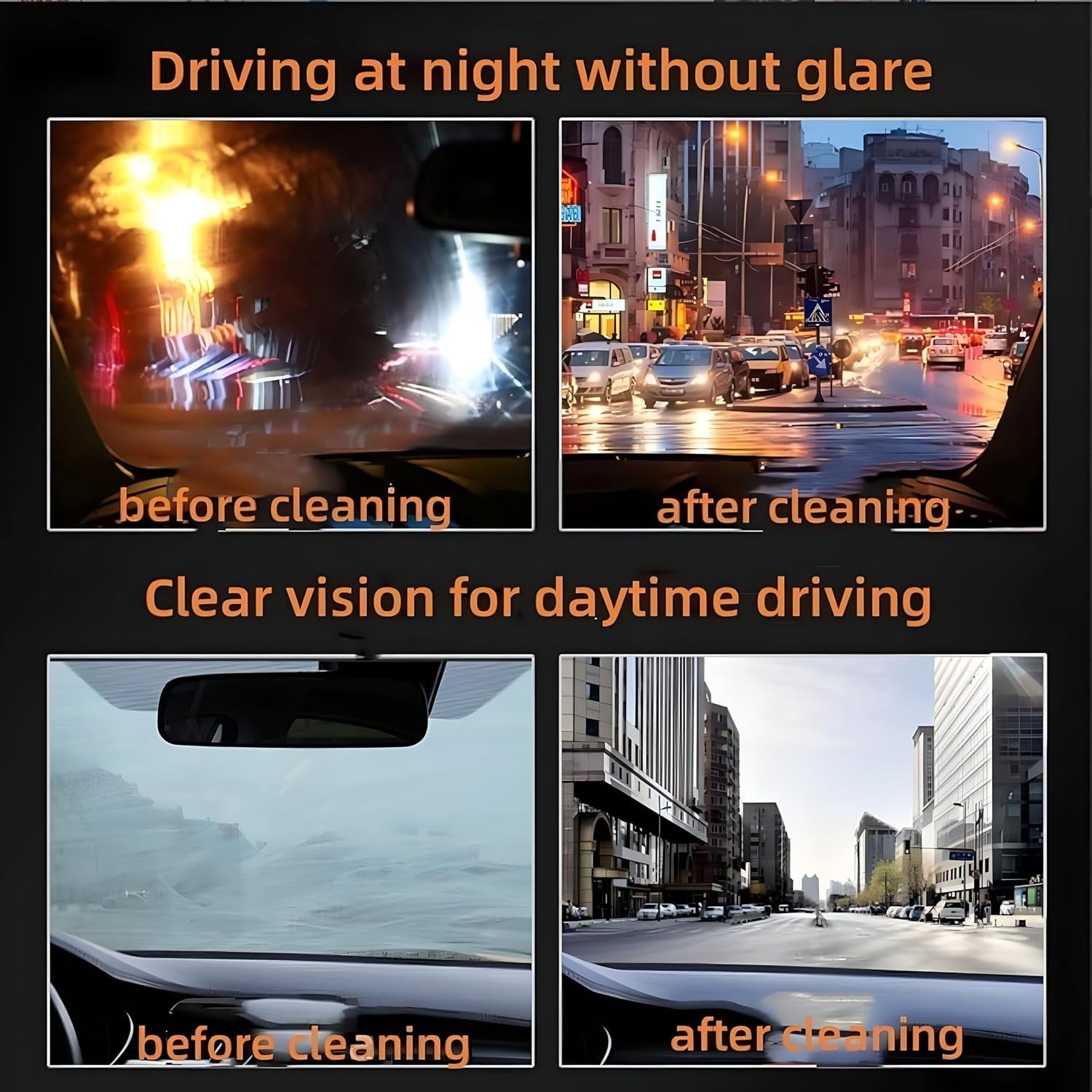 Car Glass Oil & Water Spot Remover - Windshield & Surface Cleaner
