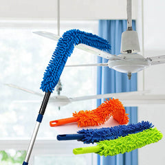 Extendable Microfiber Fan & Home Dusting Brush for Ceiling, Floor & Car