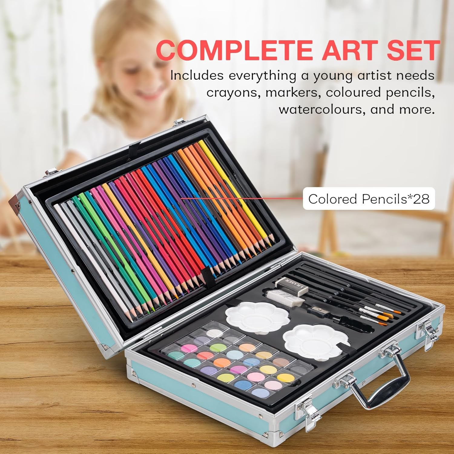 145-Piece Big Color Suitcase Art Set for Creative Kids