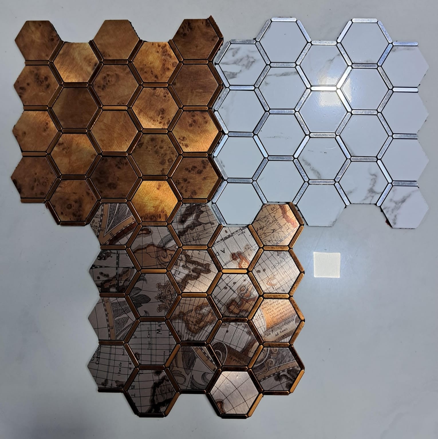 Hexagon Metal Tiles 3D Wall Paper - Self-Adhesive, Waterproof, Modern