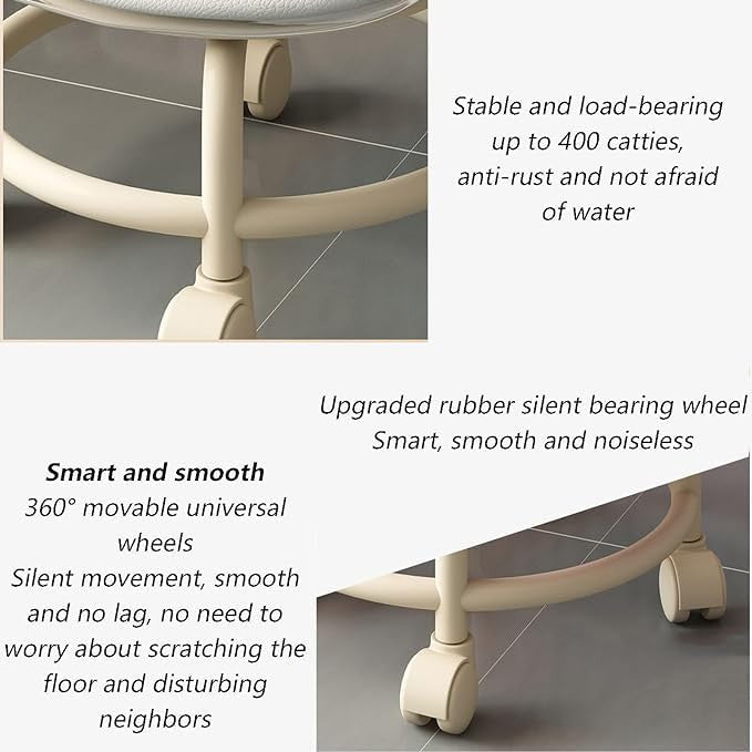 Mini Rolling Stool - Transparent, Compact, Adjustable Chair