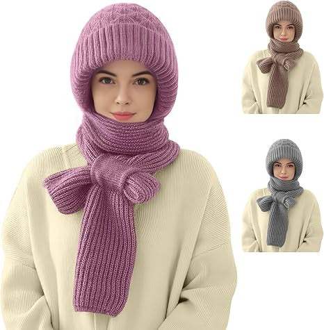 Winter Warm Scarf & Cap Set with Ear Protection