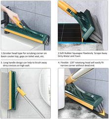 2-in-1 Tile Cleaning Brush with Scraper and Squeegee