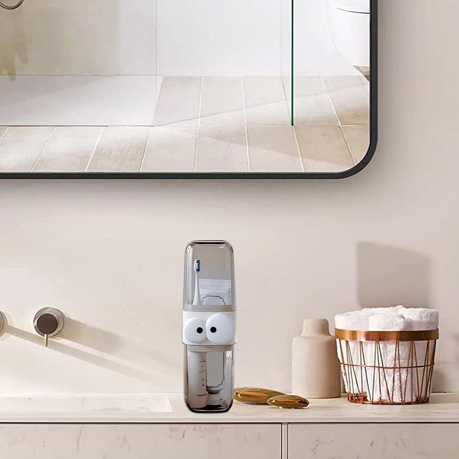 Cute Clear Travel Toothbrush Holder with Googly Eyes