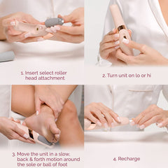 Cordless Electronic Pedicure Tool with 2 Replacement Rollers and LED Light