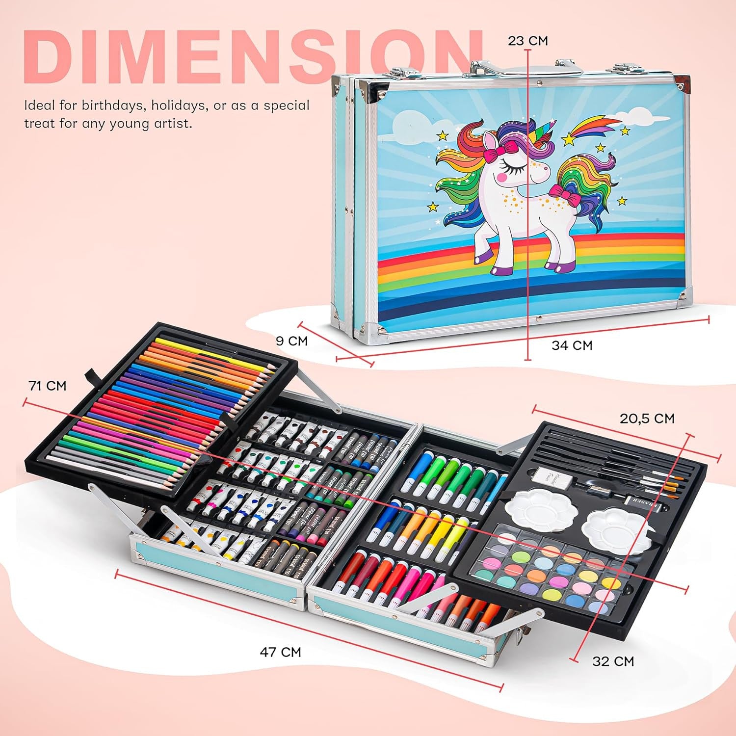 145-Piece Big Color Suitcase Art Set for Creative Kids