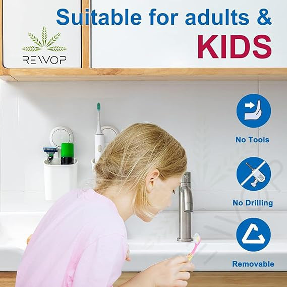 Premium Vacuum Suction Toothbrush Holder for Bathroom Storage