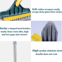 2-in-1 Tile Cleaning Brush with Scraper and Squeegee