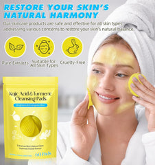Kojic & Turmeric Cleansing Pads for Dark Spots, Brightening Skin