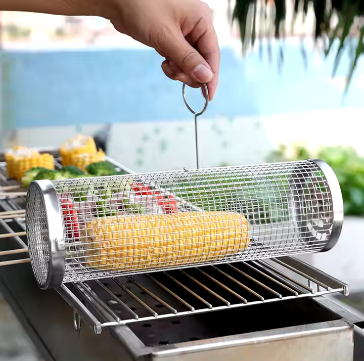 Large BBQ Tube Grill Net 30x9.7 for Perfect Barbecue
