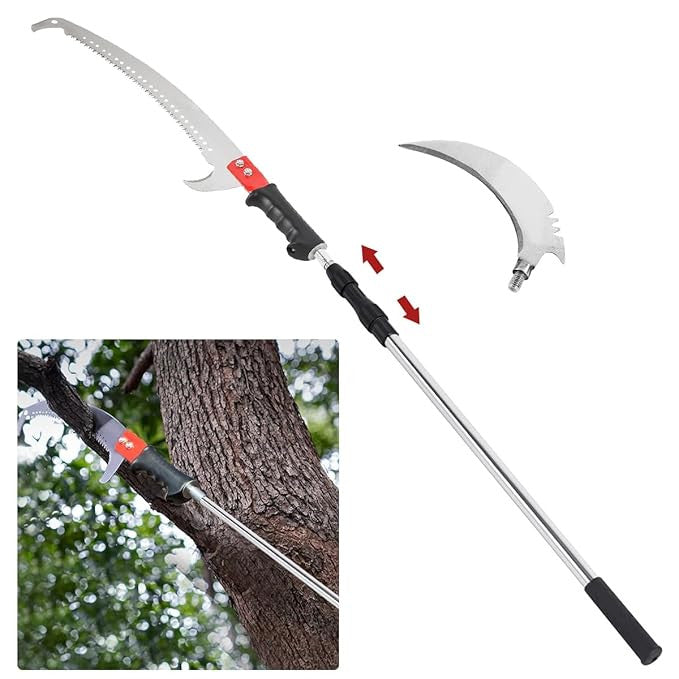 Telescopic Stainless Steel Pole Saw with Curved Hooked Blade