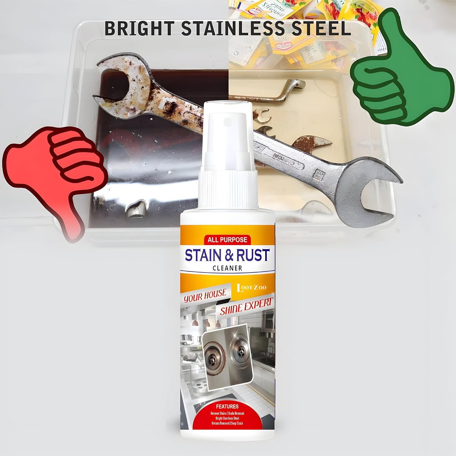 All-Purpose Rust & Stain Cleaner Spray for Kitchen Surfaces